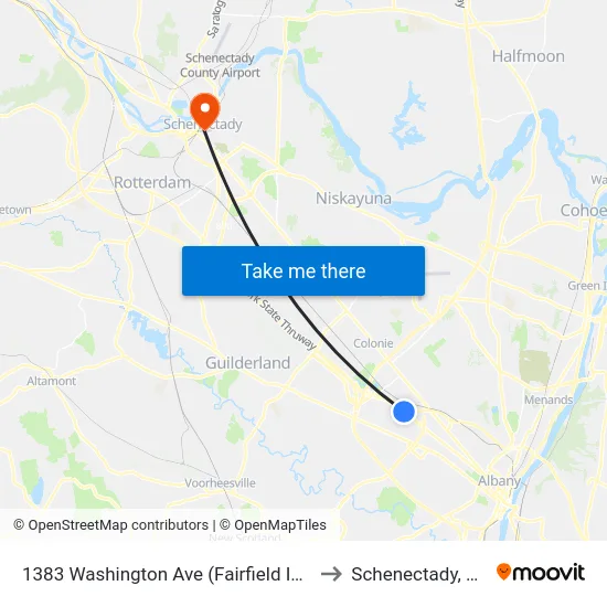 1383 Washington Ave (Fairfield Inn) to Schenectady, NY map