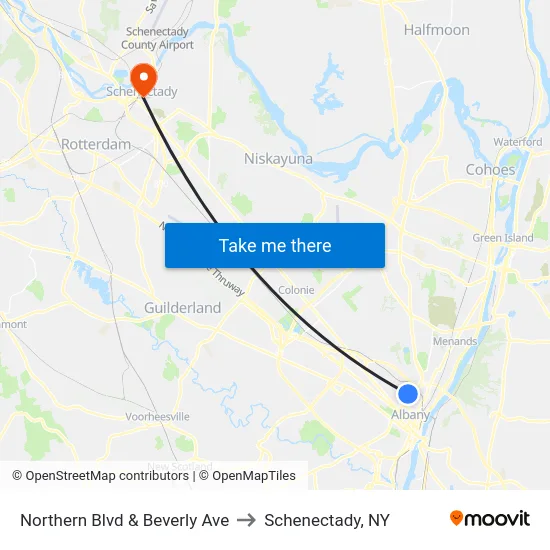 Northern Blvd & Beverly Ave to Schenectady, NY map