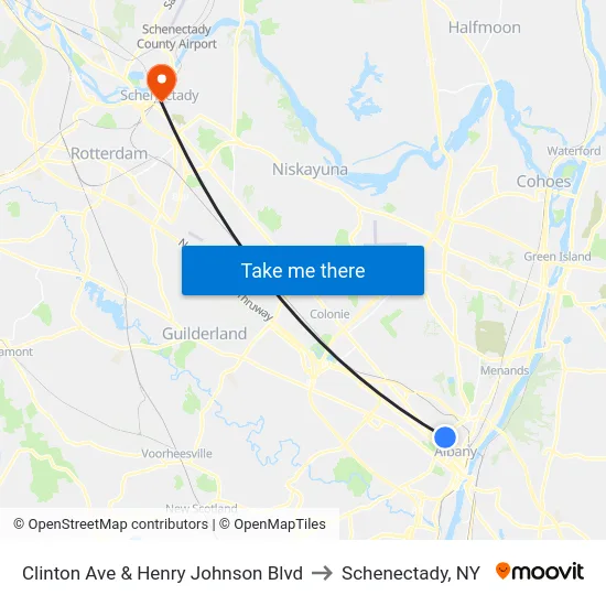 Clinton Ave & Henry Johnson Blvd to Schenectady, NY map