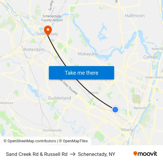 Sand Creek Rd & Russell Rd to Schenectady, NY map