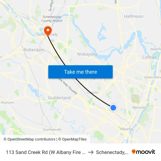 113 Sand Creek Rd (W Albany Fire Dept) to Schenectady, NY map