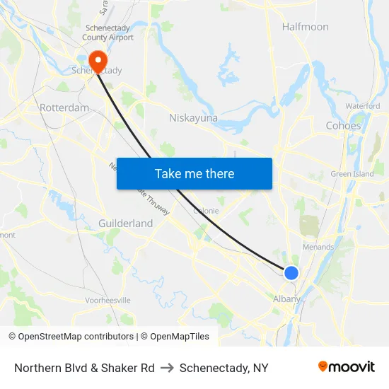 Northern Blvd & Shaker Rd to Schenectady, NY map