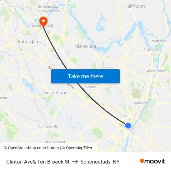 Clinton Ave& Ten Broeck St to Schenectady, NY map
