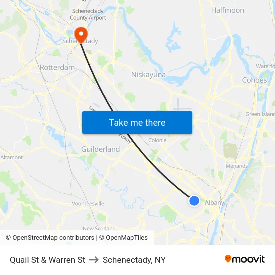 Quail St & Warren St to Schenectady, NY map