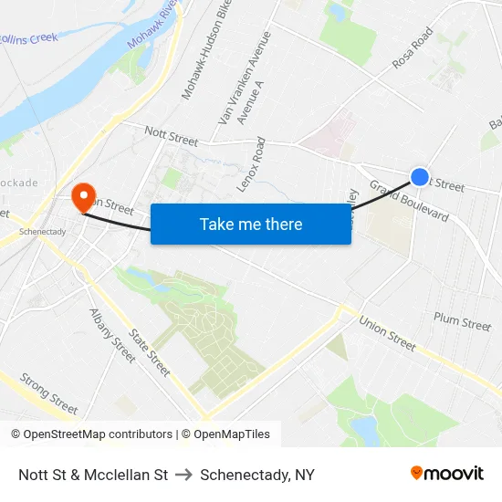 Nott St & Mcclellan St to Schenectady, NY map