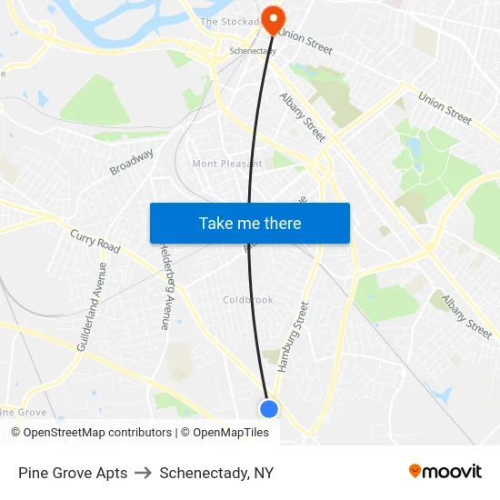 Pine Grove Apts to Schenectady, NY map