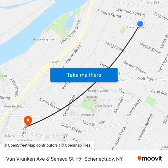 Van Vranken Ave & Seneca St to Schenectady, NY map