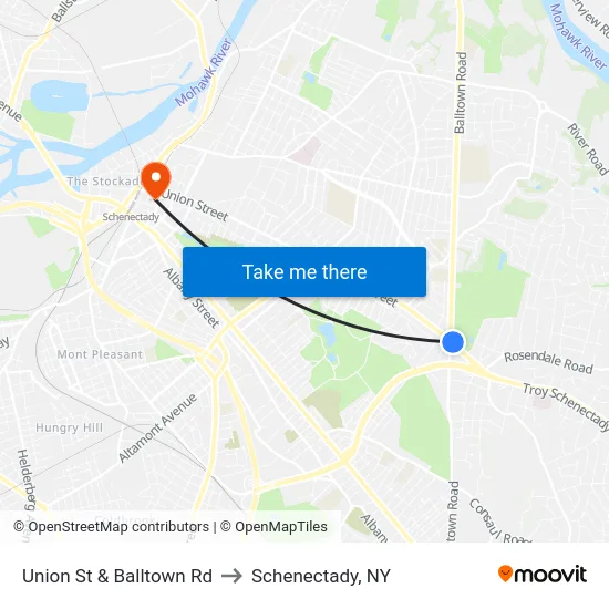 Union St & Balltown Rd to Schenectady, NY map