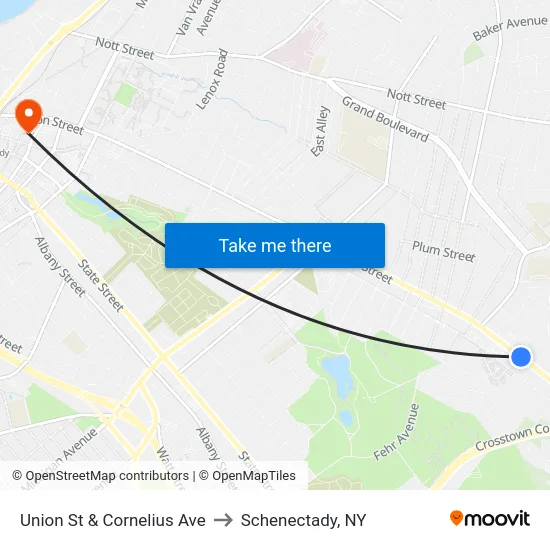 Union St & Cornelius Ave to Schenectady, NY map
