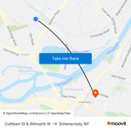 Cuthbert St & Wilmarth St to Schenectady, NY map
