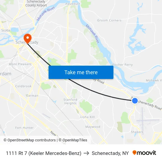 1111 Rt 7 (Keeler Mercedes-Benz) to Schenectady, NY map