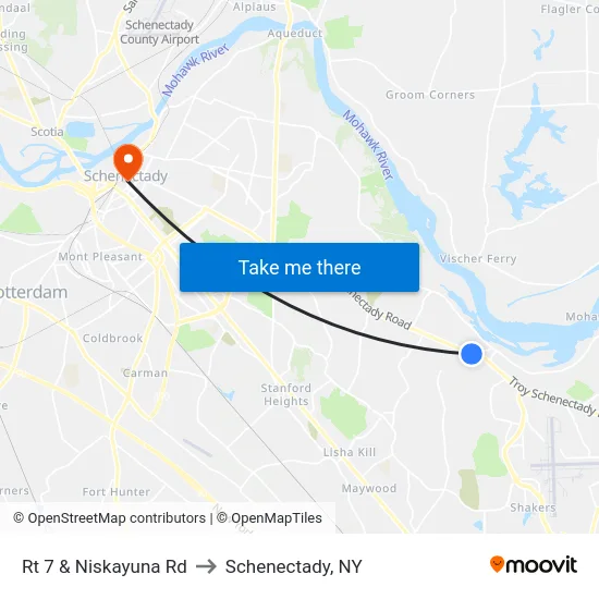 Rt 7 & Niskayuna Rd to Schenectady, NY map