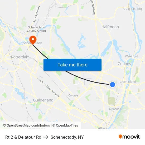 Rt 2 & Delatour Rd to Schenectady, NY map
