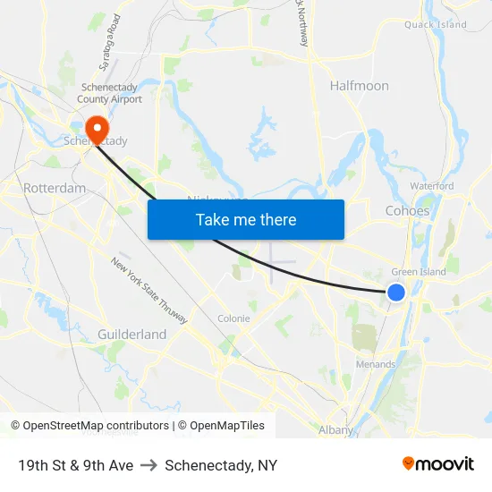 19th St & 9th Ave to Schenectady, NY map