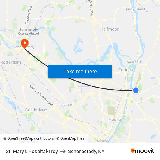 St. Mary's Hospital-Troy to Schenectady, NY map