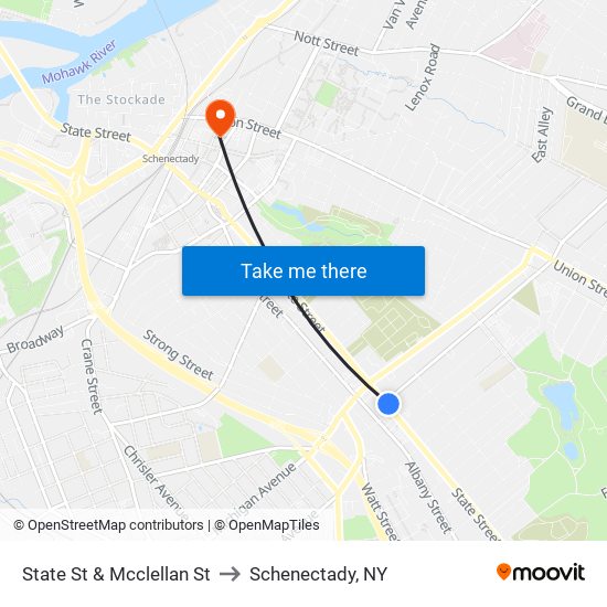 State St & Mcclellan St to Schenectady, NY map