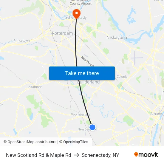 New Scotland Rd & Maple Rd to Schenectady, NY map
