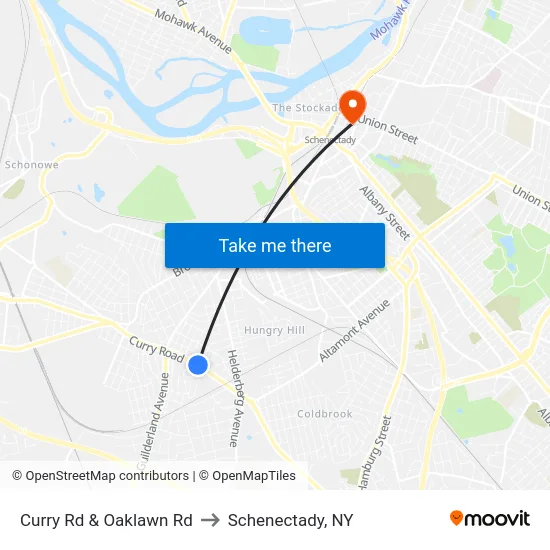 Curry Rd & Oaklawn Rd to Schenectady, NY map