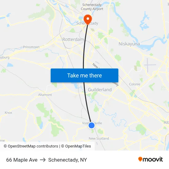 66 Maple Ave to Schenectady, NY map