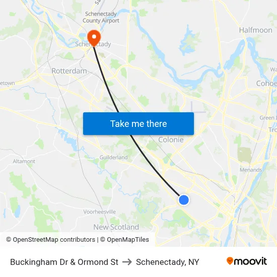 Buckingham Dr & Ormond St to Schenectady, NY map