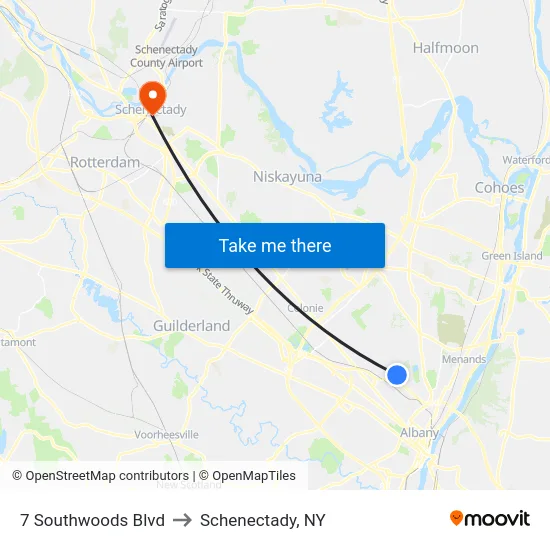 7 Southwoods Blvd to Schenectady, NY map