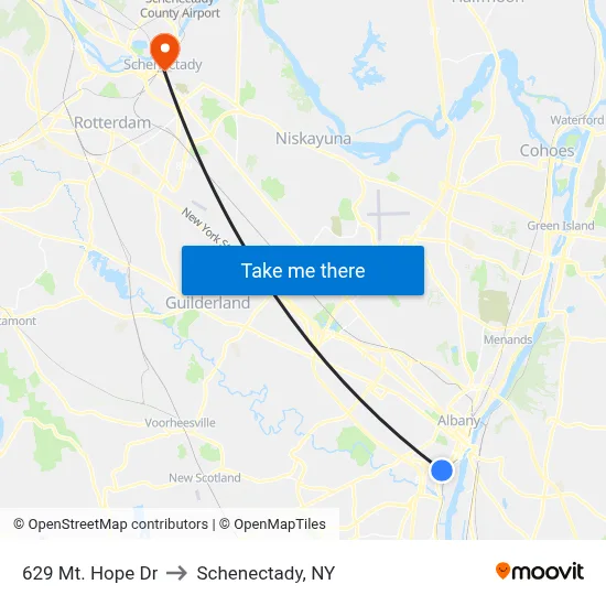 629 Mt. Hope Dr to Schenectady, NY map