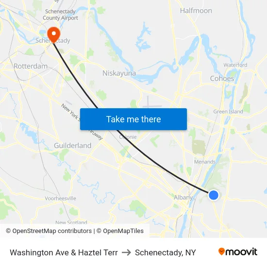 Washington Ave & Haztel Terr to Schenectady, NY map
