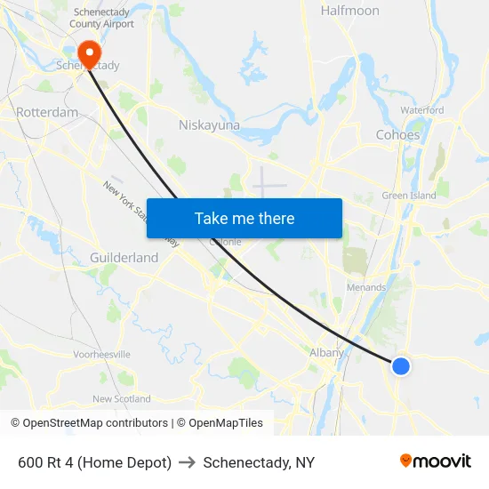 600 Rt 4 (Home Depot) to Schenectady, NY map