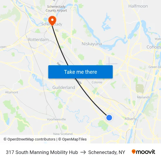 317 South Manning Mobility Hub to Schenectady, NY map