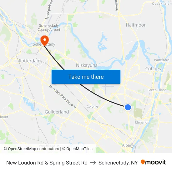 New Loudon Rd & Spring Street Rd to Schenectady, NY map