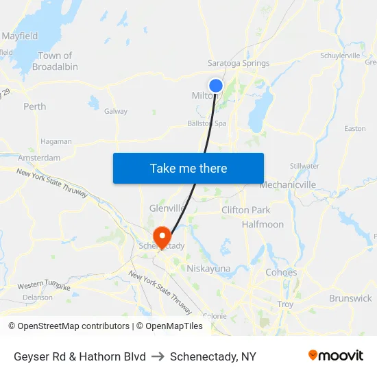 Geyser Rd & Hathorn Blvd to Schenectady, NY map