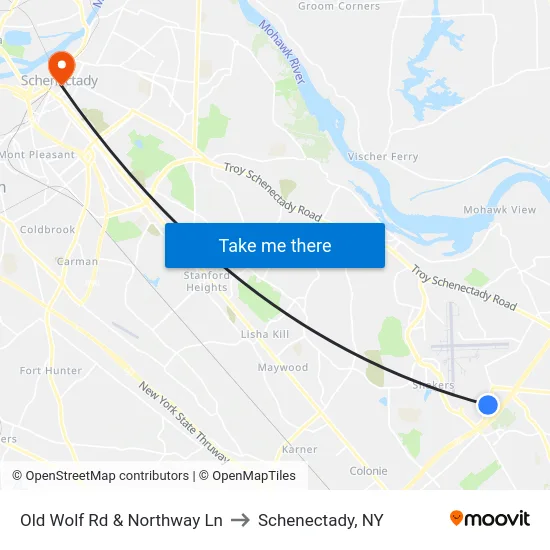 Old Wolf Rd & Northway Ln to Schenectady, NY map