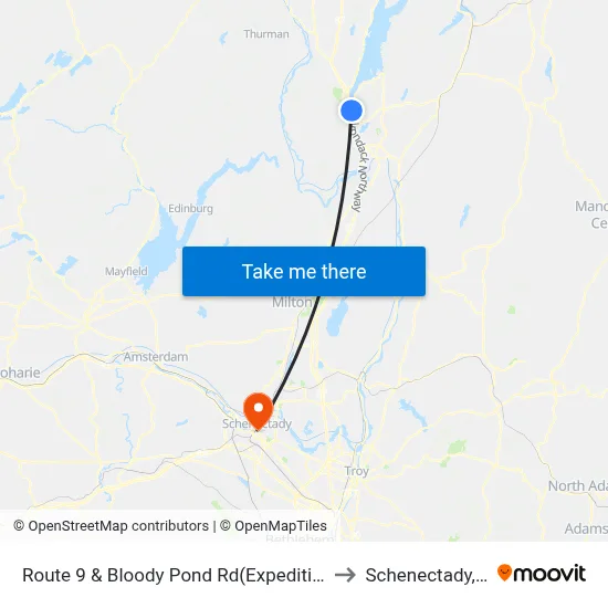 Route 9 & Bloody Pond Rd(Expedition Pk) to Schenectady, NY map