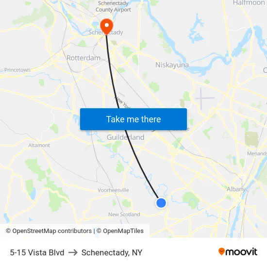 5-15 Vista Blvd to Schenectady, NY map