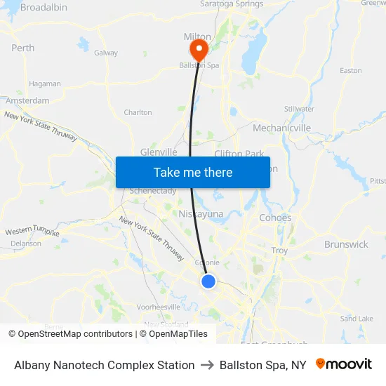 Albany Nanotech Complex Station to Ballston Spa, NY map
