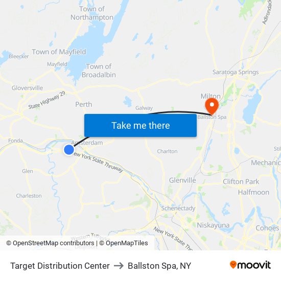 Target Distribution Center to Ballston Spa, NY map