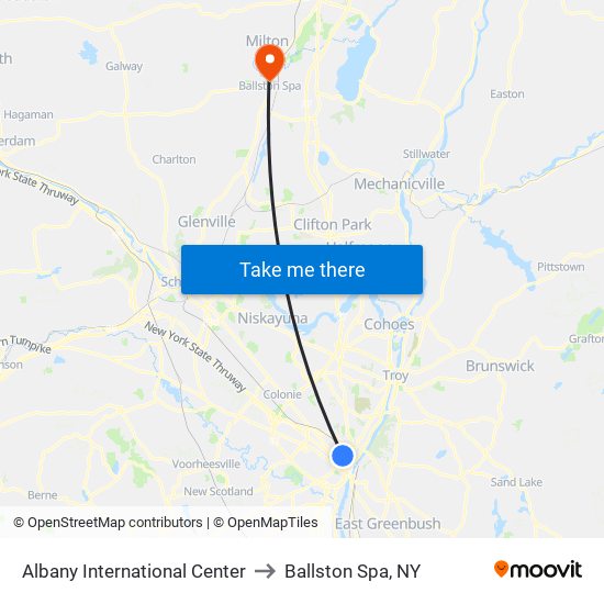 Albany International Center to Ballston Spa, NY map