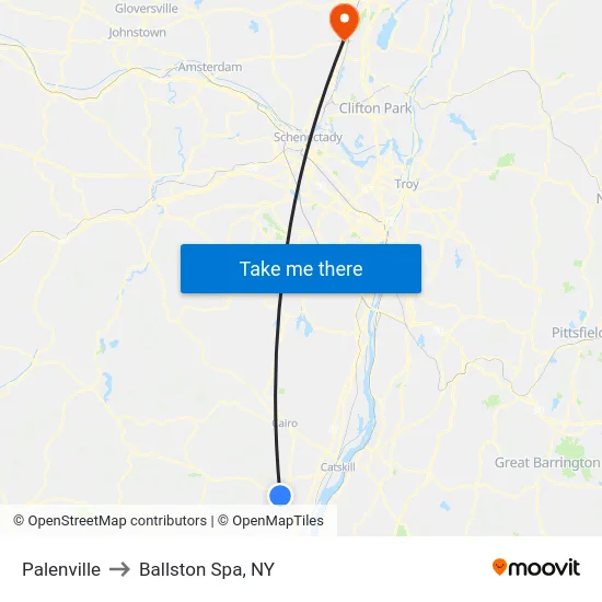 Palenville to Ballston Spa, NY map