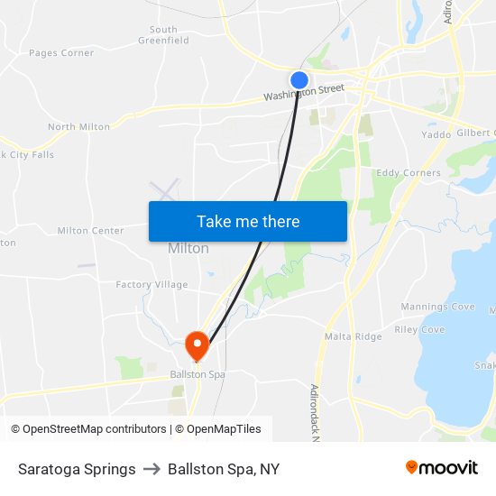 Saratoga Springs to Ballston Spa, NY map