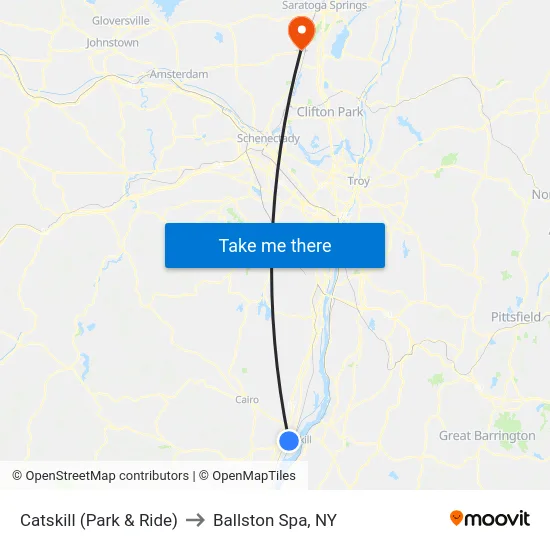 Catskill (Park & Ride) to Ballston Spa, NY map