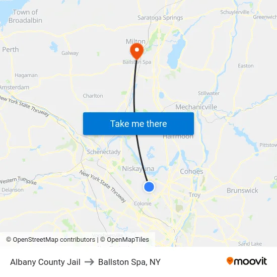 Albany County Jail to Ballston Spa, NY map