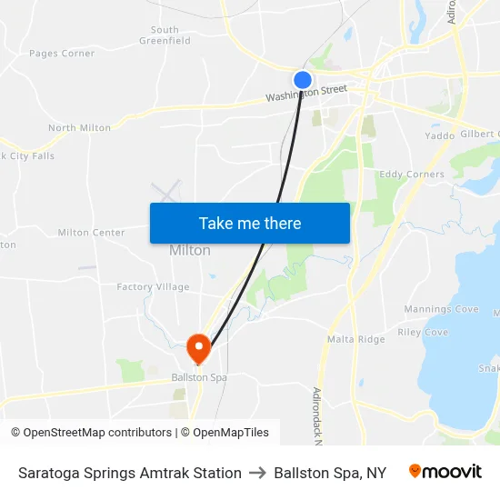 Saratoga Springs Amtrak Station to Ballston Spa, NY map