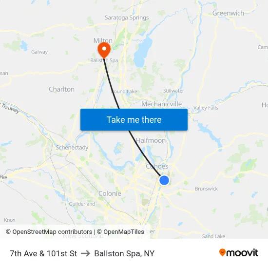7th Ave & 101st St to Ballston Spa, NY map