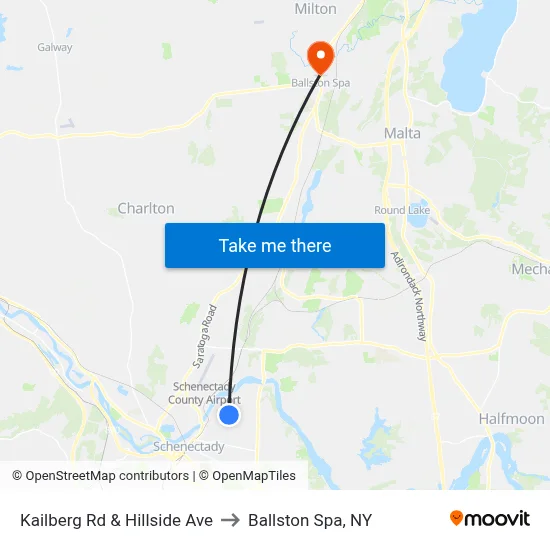 Kailberg Rd & Hillside Ave to Ballston Spa, NY map