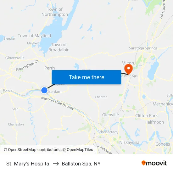 St. Mary's Hospital to Ballston Spa, NY map