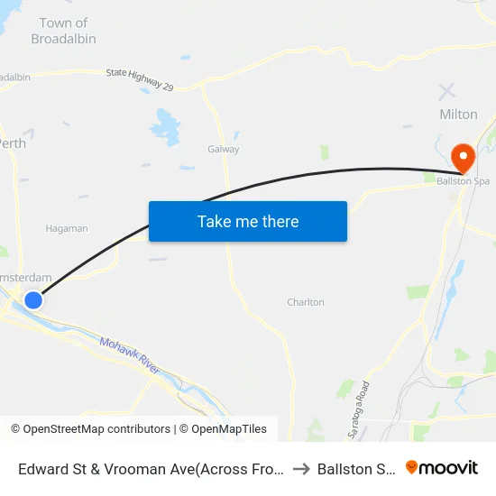 Edward St & Vrooman Ave(Across From 60 Edward St) to Ballston Spa, NY map