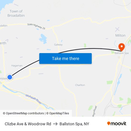 Clizbe Ave & Woodrow Rd to Ballston Spa, NY map