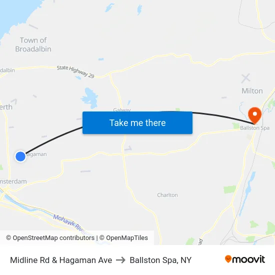 Midline Rd & Hagaman Ave to Ballston Spa, NY map