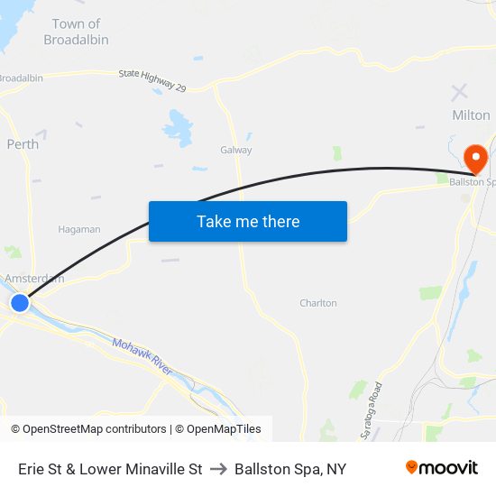 Erie St & Lower Minaville St to Ballston Spa, NY map