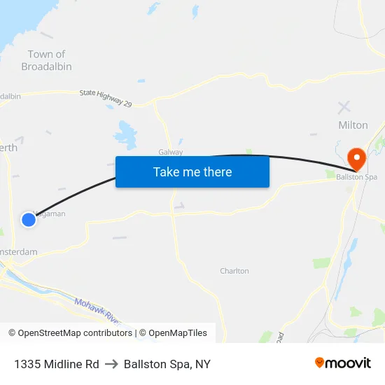 1335 Midline Rd to Ballston Spa, NY map